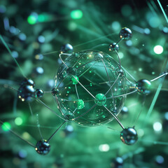 Obraz premium Molecular computing unit chemical bond diagram at atomic level for high-tech visuals