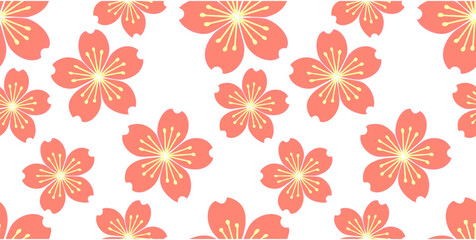 Fototapeta premium Sakura flower seamless pattern vector illustration. Cherry blossom pattern. 