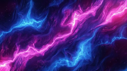 Obraz premium Cyberpunk game background with a combination of neon magenta and electric blue waves wallpaper AI generated image