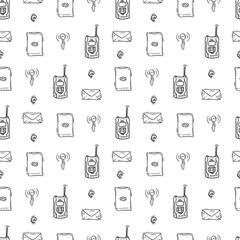 communication pattern. connection seamless pattern. doodle communication seamless pattern. doodle connection background