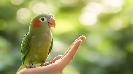 Parrot mimicking human behavior on perch, showcasing advanced animal imitation abilities.