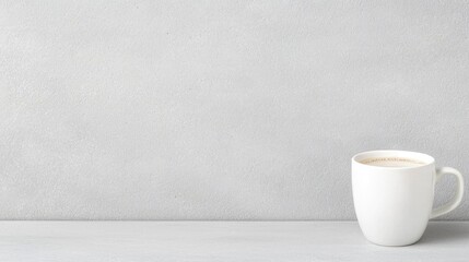 Simple White Coffee Cup on Light Grey Surface