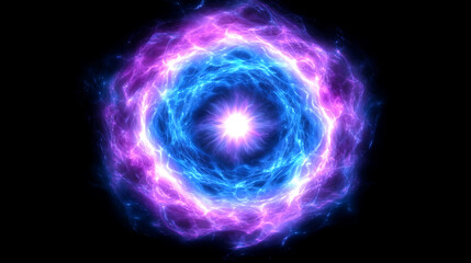 Obraz premium Energetic Portal of Cosmic Force Field Ring Displaying Vibrant Blue and Purple Plasma Light