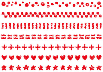 手描きのクレヨン素材　いろいろな飾りラインセット