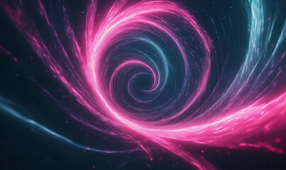 Obraz premium Geometric fractal art with pink and cyan waves creating dynamic visual effects