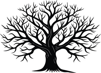 Obraz premium Tree with roots silhouette vector illustration, nature graphic, eco-friendly design, rooted tree symbol, outdoor landscape, environmental art, tree roots, growth, nature icon