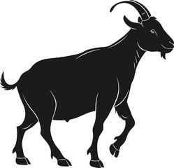 Fototapeta premium Goat silhouette vector illustration, Qurbani goat symbol, farm animal, livestock, agriculture, Eid sacrifice, rural farm, nature icon, traditional animal, livestock design