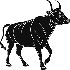 Cow silhouette vector illustration, Qurbani cow symbol, farm animal, livestock, Eid sacrifice, agriculture, rural farm, meat, nature icon, traditional animal design.