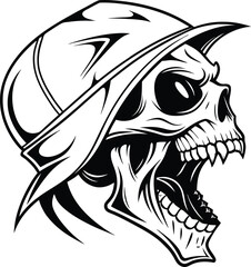 Skull silhouette vector illustration, horror skull icon, gothic skull art, spooky Halloween design, skeleton head, tattoo style, dark aesthetic, death symbol.