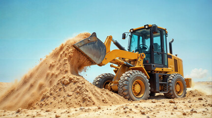 Obraz premium a bulldozer levels the ground at a construction site . Generative AI