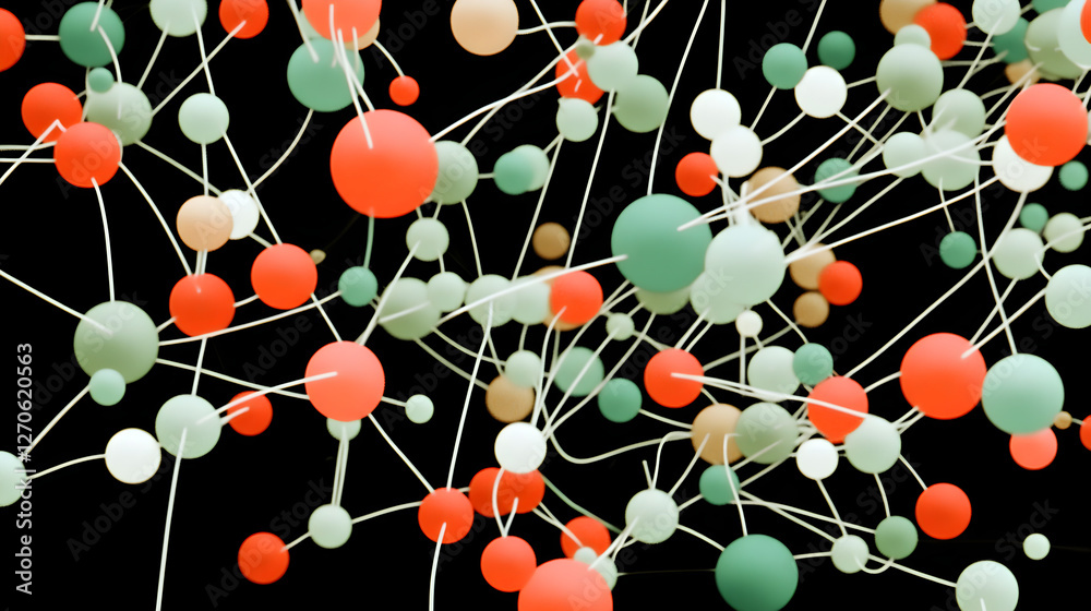 Poster dynamic molecular structure visualization digital art abstract science concept black background high