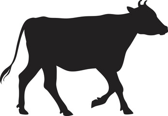 Cow silhouette vector illustration, Qurbani cow symbol, farm animal, livestock, Eid sacrifice, agriculture, rural farm, meat, nature icon, traditional animal design.