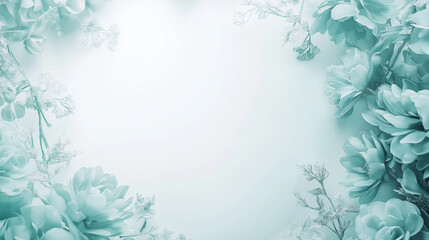 Cool turquoise peonies arranged with a delicate border for soft, natural beauty