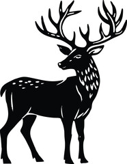 Deer silhouette vector illustration, wildlife icon, forest animal design, nature art, wild animal, horned deer, minimalist vector, outdoor wildlife graphic, eco-friendly illustration