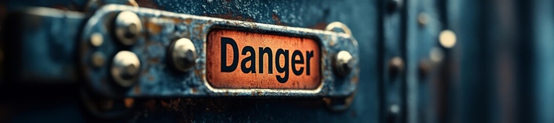 Danger sign with rusty metal texture and aged finish. Generative AI