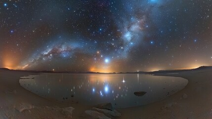 Obraz premium A mesmerizing cosmic perspective of planet Earth, with its glowing horizon and scattered stars in the vast darkness of space.