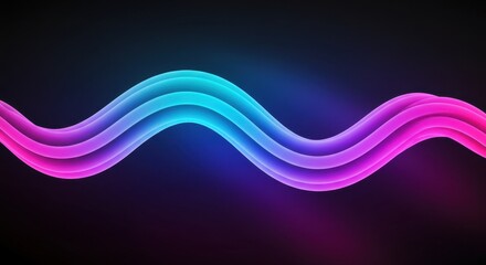A dynamic glowing neon wave with a blend of blue, pink and purple hues