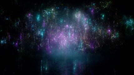 Fototapeta premium Ethereal Cascade of Light and Color Reflections Mesmerizing Cosmic Aurora Borealis Displaying Magic