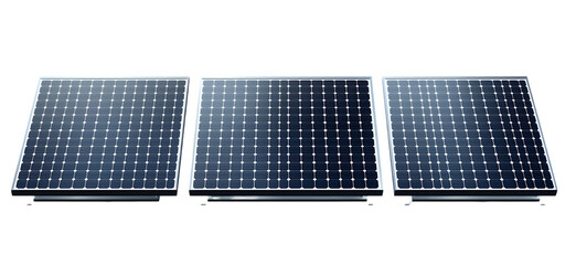 Three Modern Solar Panels Energy Sustainable Power eco sun set blue grid clean green cells