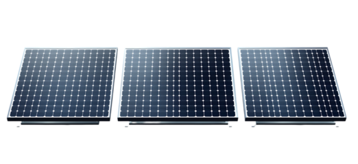 Three Modern Solar Panels Energy Sustainable Power eco sun set blue grid clean green cells