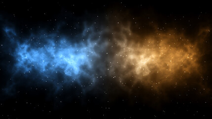 Obraz premium Ethereal Cosmos Nebula with Golden and Blue Hues and Starry Scintillation Backdrop Space Landscape