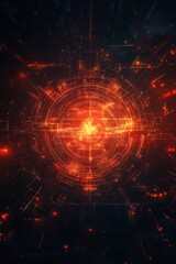 Fototapeta premium Abstract digital vortex with glowing red elements