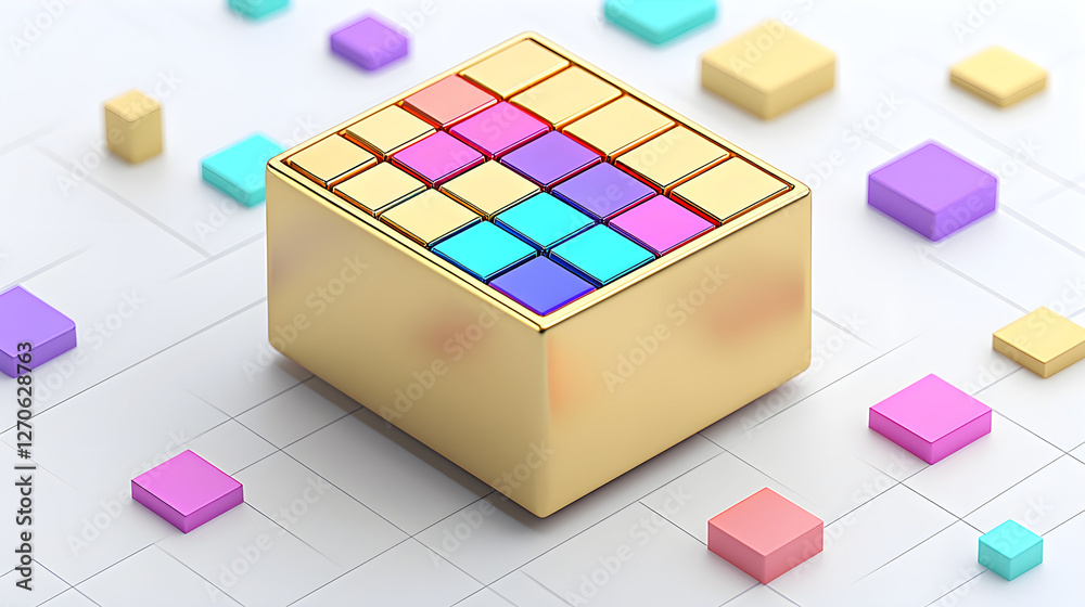 Poster exploring colorful patterns digital art 3d rendering creative space aesthetic viewpoint modern desig