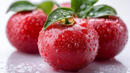 Close-Up of Fresh Red Apples with Water Drops. Generative AI