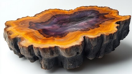 Obraz premium Close-up of Polished Wooden Slab with Colorful Patterns and Grain. Generative AI