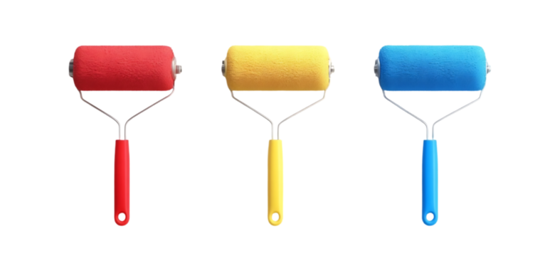 Red Yellow Blue Paint Rollers Tools Painting Supplies diy art home work decor house image 