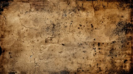 Fototapeta premium A heavily stained old paper with dark spots and a rough, distressed texture