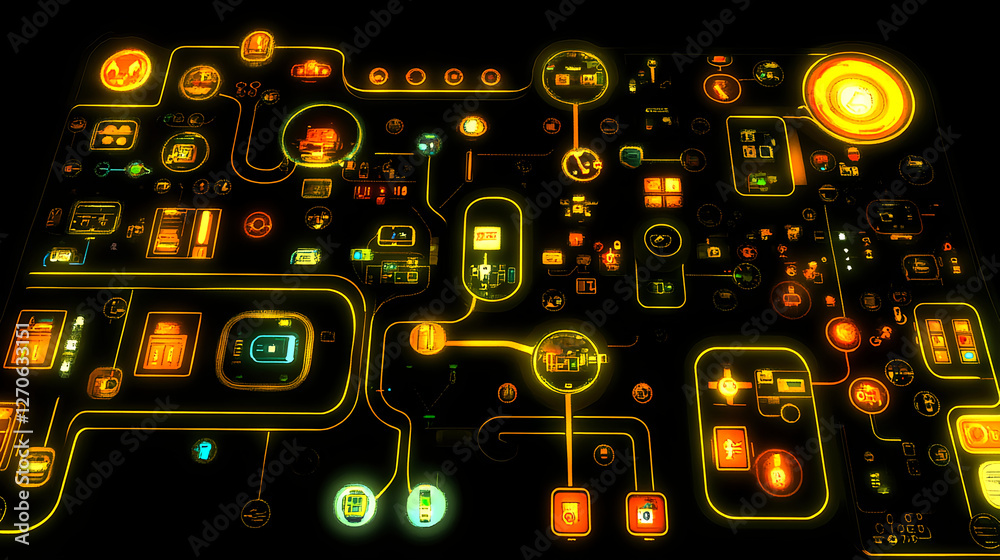 Poster analyzing data flow visualization digital interface infographic design cyber environment aesthetic v