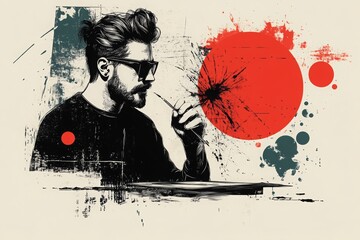 Obraz premium illustration of graphic designer working at the table