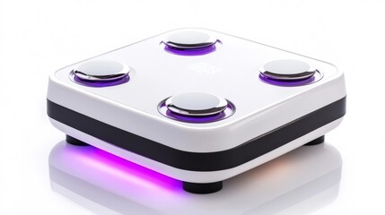 Futuristic White Device with Purple LED Lights. Generative AI