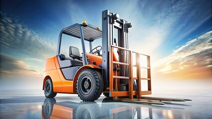 Surreal Orange Forklift Warehouse Machinery Industrial Equipment Heavy Lifting Load Capacity