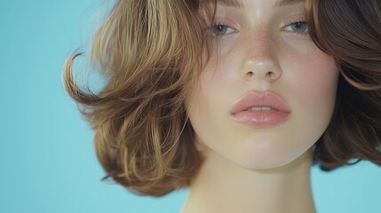 A Trendy Woman with Beautiful Wavy Hair and Chic Accessories in a Modern Setting