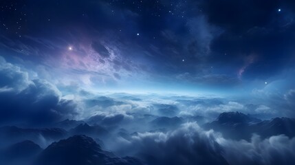 Fototapeta premium Mesmerizing image of a dreamy cosmic galaxy with swirling vibrant nebulae and glowing twinkling stars against a mystical ethereal backdrop