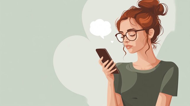 Thoughtful Woman Using Mobile Phone for Communication