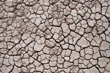 Looking straight down on dry cracked earth