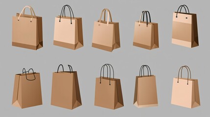 3D Shopping Bags Icons for Online Stores and Marketing