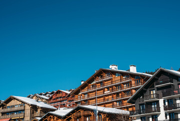 Chalet against the blue sky