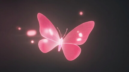 Fototapeta premium Ethereal Pink Butterfly Digital Rendering in Dark Space 3D Animated Still Life Composition