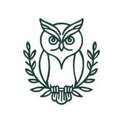 A black and white drawing of an owl with background