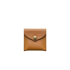 Brown leather purse isolated on transparent background