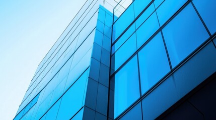 Obraz premium Modern building architecture, a close-up of the corner in a blue tone