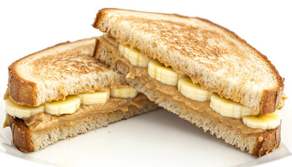 Peanut butter sandwich with banana for breakfast