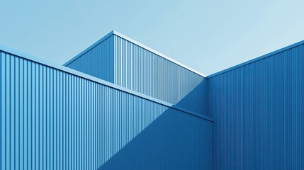 Modern building architecture, a close-up of the corner in a blue tone