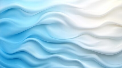 Fototapeta premium Flowing blue waves with a soft gradient of white creating a serene and calming effect. Generative AI