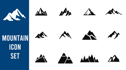 Mountain silhouette icon set.