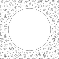 communication frame. doodle connection circle frame. hand drawn communication frame background. connection background